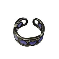 Slendima Exquisite Luminous Heart Open Ring Women Adjustable Fashion Finger Jewelry Purple