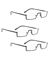 READING GLASSES 3 pack Metal Half-Rim Readers (Black, 2.75)