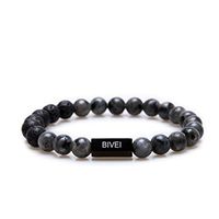 Bivei Black Lava Rock Stone Bead Bracelet-Aromatherapy Essential Oil Diffuser Bracelet-Meditation Stress Relief Gemstone Bracelet(Black Labradorite)