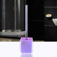 Acrylic Toilet Brush Holder Set Creative Stainless Steel Toilet Brush Holder Cup Toilet Brush-Purple