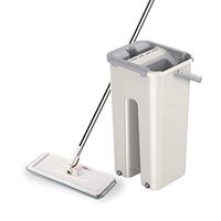 Flat Floor Mop and Bucket Set for Professional Home Floor Cleaning System with Aluminum Handle/10-Washable Microfiber Pads Perfect Home and Kitchen Cleaner for Hardwood, Laminate, Tiles, Vinyl