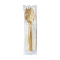 PacknWood 210CVBK2 Wooden Spork Individually Wrapped with Napkin - 5.7" - 250 per case