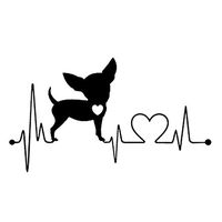 Chihuahua Heartbeat - Vinyl 6" wide (Color BLACK) decal laptop tablet skateboard car windows stickers