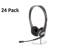 Cyber Acoustics AC-204 Carton of 24 Stereo Classroom Headsets w/Single Plug and Y-Adapter