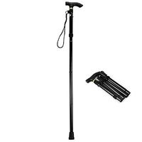 CHERRIESU Folding Walking Stick Cane Travel Crutch Alpenstock for Adjustable Aluminum Alloycarbon Fibre Adjustable Walking Stick for Men Women,Black