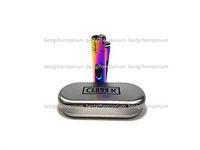 1 Ct ICY Rainbow Purple Refillable Adjustable Flame Metal Clipper Lighter W CASE