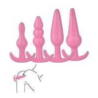 Taroi Beginner Plug Set Toy Training Kit Novelty Anales Trainer with T-bar Base Pink Enhances The Feelings of Couples 4Pcs