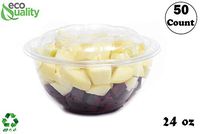 24oz Clear Disposable Salad Bowls with Lids (50 Pack) - Clear Plastic Disposable Salad Containers for Lunch To-Go, Salads, Fruits, Airtight, Leak Proof, Fresh, Meal Prep | Rose Bowl Container (24oz)