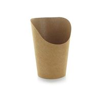 Disposable French Fries or Wrap Cup (Case of 1200), PacknWood - Brown Kraft Paper Food Containers French Fry Holder (5.5 oz) 210GSP49BR