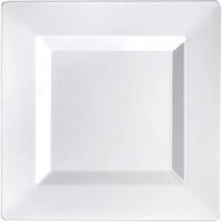 Party Essentials 10-Count Hard Plastic 9.5" Classic Square Lunch/Dinner Plates, White