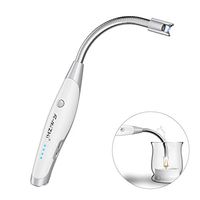 AT-Mizhi Electric Arc Lighter,360°Flexible Long Neck,Safety Switch,LED Battery Display,USB Rechargeable, Splash & Wind Proof,for Candles/BBQ/Camping/Stove/Fireworks (White)
