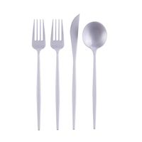 OPULENCE COLLECTION DISPOSABLE FLATWARE SET | Heavy Duty Plastic Cutlery | 96 pc Set | 48 Forks, 24 Knives and 24 Spoons | for Upscale Wedding and Dining (Pearl)