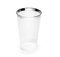 " OCCASIONS" 400 pcs Wedding Party Disposable Plastic tumblers Cups (14 Oz, Silver Rimmed Tumbler)