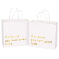 WRAPAHOLIC You Have Great Taste Gift Bags - Medium Size Gold Foil Business Thank You Bags, Shopping Bags - 12 Pack - 10" x 5" x 10"