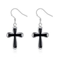 1set Fashion wedding 925 sterling Silver plated charms women Cross Earring Jewelry Accessory Good Fine Accessories Women Design Cheap Bright Designer Pendant