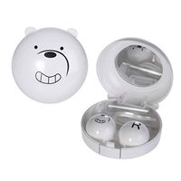 Fanct Cartoon Cute Round Milk Bear Travel Portable Contact Lenses Case Eye Care Kit (W)