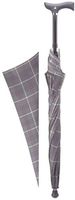 Walking Cane"Step-Brella" Adjustable Cane Umbrella. with Grey & Burgundy Pattern