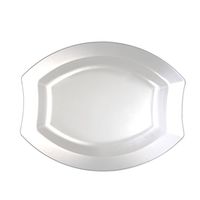 Party Essentials 20 Count Hard Plastic 7.5" Royalty Dinnerware Oval Salad/Dessert Plates, Clear
