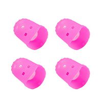 SUPVOX 4pcs Guitar Fingertip Protectors Silicone Finger Guards Finger Picks Protector Finger Caps for Ukulele Electric Guitar Mandolin Rose Red Size M