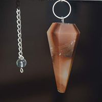 Red Carnelian Faceted Pendulum Chain and Bail - Reiki Pendulum, Healing Crystal
