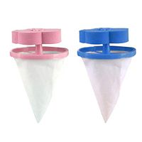 Promisen Household Reusable Washing Machine Floating Lint Mesh Bag Hair Filter Net Pouch Floating Pet Fur Catcher Filtering Hair Removal Device Wool Cleaning Supplies (1xPink+1xblue)
