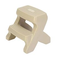 Toilet Stool with 1/2 Steps and Slip-Resistant Pads Non-slip Bathroom PP Plastic Step Double Step Stool,Browna