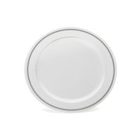 China-Like White w/ Silver Border Premium Quality Heavyweight 6" Plastic Plates 10 Count