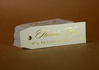 Thank You Gift Tags Gold Foil, 50-Pack, Rectangular, Thank You for Celebrating with Us, Hot Stamp Press High Quality Paper Rectangular 3