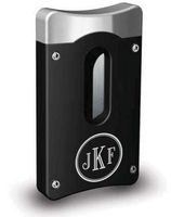 Personalized Caseti Matte Black Wedge V Cigar Cutter with Free Laser Engraving (Roman Monogram)