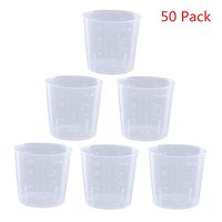 Tongxu 50 Pack 60ml/2oz Plastic Measuring Cups Disposable, Plastic Medical Measuring Cups for Mouthwash/Pills/Medicine Pots Liquid