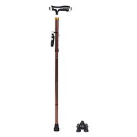 DNSJB Folding Walking Stick Lightweight Height Adjustable Crutches Portable Cane with Ergonomic Handle,Non-Slip Base (Color : Brown)