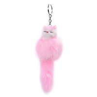 Cute Fluffy Plush Fox Keychain Creative Bags Hanging Backpack Phone Pendant Key Ring Bag Accessories for Kids Adults (B)