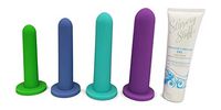 Silicone Dilators with 4oz Bottle of Personal Lubricant - Pack of 4 for Use with Vaginismus, Therapy After Radiation, Vulvodynia, and Vaginitis