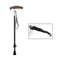 OMLTER Lightweight Carbon Ultralight Crutches Non-Slip Wear-Resistant Wooden Handle Walking Stick for Outdoor Travel