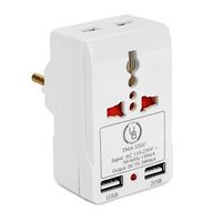 European Adapter by Yubi Power TMA32SU Travel Adapter with 2 Universal Outlets and 2 USB 2.0 Ports - Built in Surge Protector and Light Indicator - Plug Type E/F for France, Germany, Spain, and more!