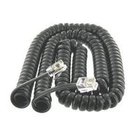Dark Grey Coiled Telephone Phone Handset Cable Cord, Coiled Length 20 feet