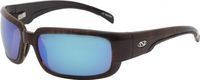 Ono's Loon Polarized Bi-Focal Sunglasses in Brown Plaid with Mirrored Blue Lens