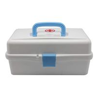BangQiao White Plastic Two Tier Trays First Aid Storage Box Container Bin with Red Cross, Family Emergency Medicine Kit Case Organizer