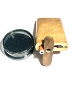 Hand Made Premium Quality Raw Natural Wood Stash Box With Metal Bat And Cleaning Rod And Herb Grinder