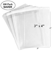 100 Pcs of Ultra Clear Resealable Cello/Cellophane Bags Great for Bakery, Candle, Soap, Cookie, Greeting Cards, and More by CuteBoxCo (3" x 4")