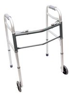 Two-Button Folding and Height-Adjustable Walker (Adult with Straight Front and Wheels)