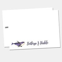 Personalized Flat Whale Notecard Set - 10 Customized Notecards with Envelopes - NC183