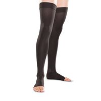Therafirm Open-Toe Thigh High Stockings - 20-30mmHg Moderate Compression Support Nylons (Black, Small)
