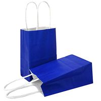 AZOWA Gift Bags Mini Small Kraft Paper Bags with Handles (4 x 2.4 x 6 in, Royal Blue, 12 Pcs)