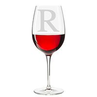 Classic Elegance Initial Engraved 18 oz Wine Glass, Letter R