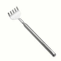 DatingDay Stainless Steel Metal Back Scratcher Adjustable Extendable Telescopic Claw Comb with Pocket Clip Pack of 1
