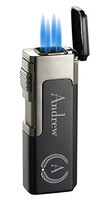 Personalized Laurel Visol Janus Black Quad Torch Flame Cigar Lighter