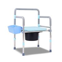 Stainless Steel Folding Bedside Commode Chair-Portable 3 in 1 Toilet Bath Shower Seat for Adults Handicap Elderly,Tool-Free Assembly,Adjustable Height,w/Bucket