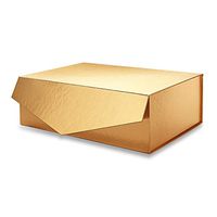 PACKHOME Gift Box 14x9.5x4.5 Inches, Large Gift Box with Lid, Bridesmaid Proposal Box, Sturdy Storage Box, Collapsible Gift Box with Magnetic Closure (Glossy Gold)