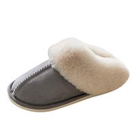 Theoylos Women's Comfort Slippers Micro Suede Memory Foam Slippers Winter Non Skid House Shoes Faux Fur Cotton Slippers Gray